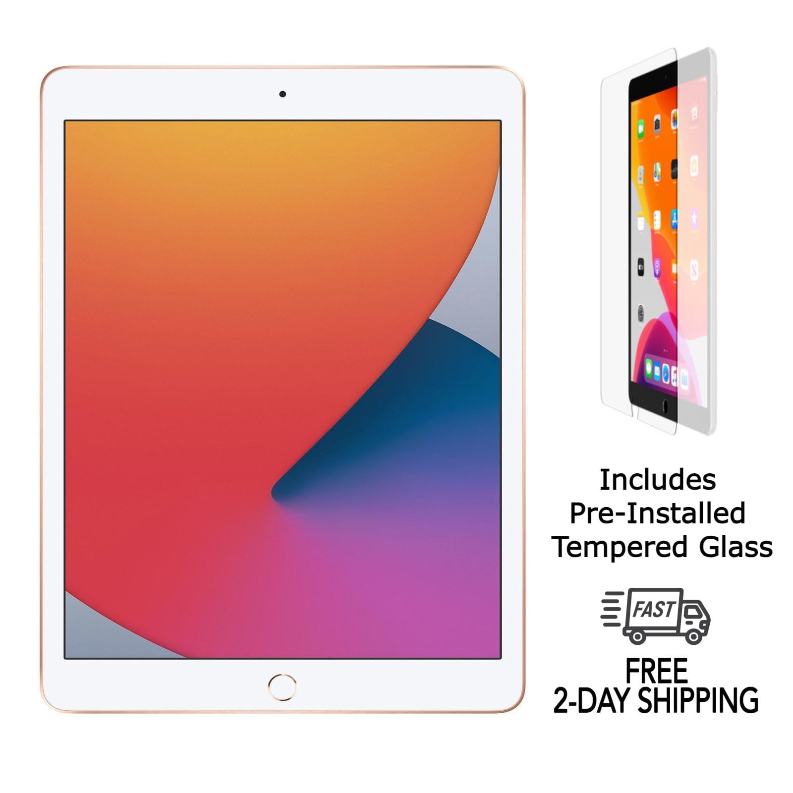 Refurbished Apple iPad 8th Gen A2270 (WiFi) 32GB Gold (Grade A) w/ Pre-Installed Tempered Glass