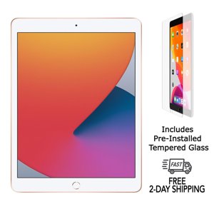 Refurbished Apple iPad 8th Gen A2270 (WiFi) 32GB Gold (Grade A) w/ Pre-Installed Tempered Glass