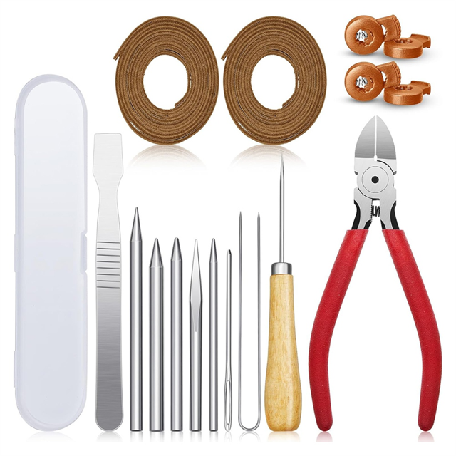 Kit de Remplacement de Gants 16 Pcs Aiguille Coupe-Cuir Outil de Réparation pour Gant de Baseball Softball 1