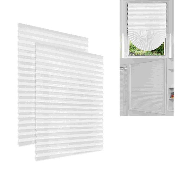 SDOTXA 2 Pack Blackout Roller Window Shades Drilling Temporary Cordless Blinds Light Filtering Fabric Pleated Paper Shades for Indoor Window Covers Easy to Cut(White 36” W x 60” L)