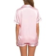 thumbnail image 4 of Womens Silk Satin Pajamas Set Two-Piece Sleepwear Loungewear Button-Down Sets, 4 of 9