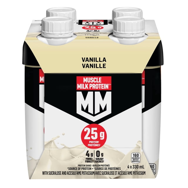 Muscle Milk Shake Protéiné à la Vanille 4 x 330 mL, Bouteille