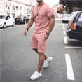 thumbnail image 2 of Ensemble 2 Pcs T-Shirts à Manches Courtes et Shorts de Sport Ajustés pour Hommes, 2 of 9