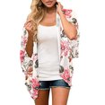 thumbnail image 1 of Pompotops Kimono en Chiffon à Imprimé Floral pour Femmes, Châle Cardigan à Manches Mi-Longues et Coupe Ample, 1 of 4