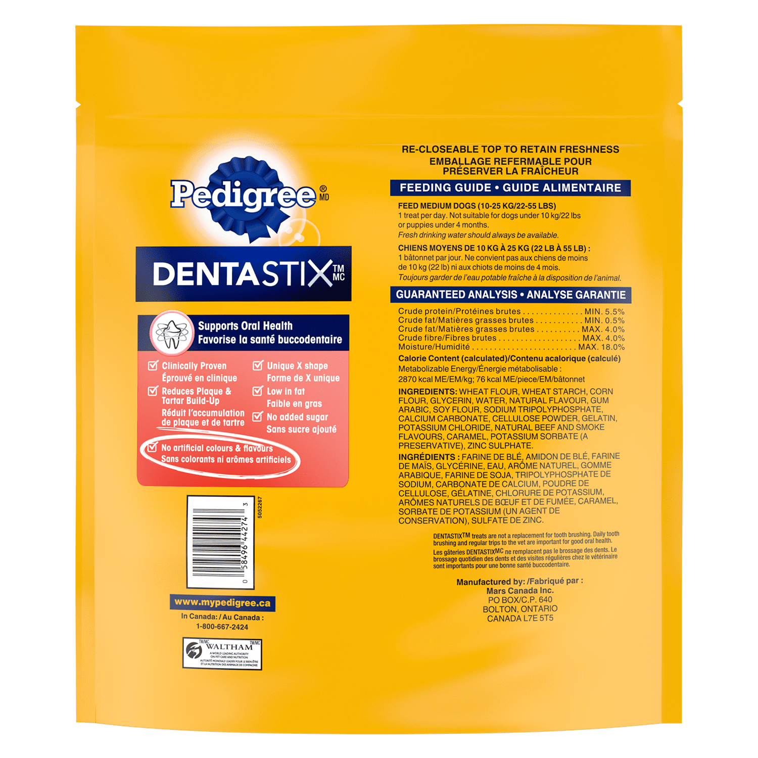 PEDIGREE DENTASTIX Gâteries de soins buccodentaires saveur de bœuf pour chiens adultes de race moyenne – réduisent l’accumulation de plaque et de tartre, 40 bâtonnets