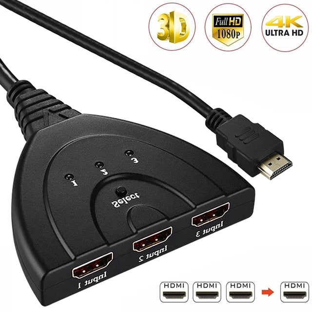 Cameland New 3 Port Hdmi Splitter 1080P/4K Hd Tv Adapter Cable 3 In 1 Out New