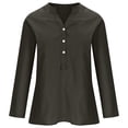 thumbnail image 4 of Timegard Plus Size Tops for Women Cotton Linen V Neck Button Long Sleeve Shirts Blouse Fall Loose, 4 of 6