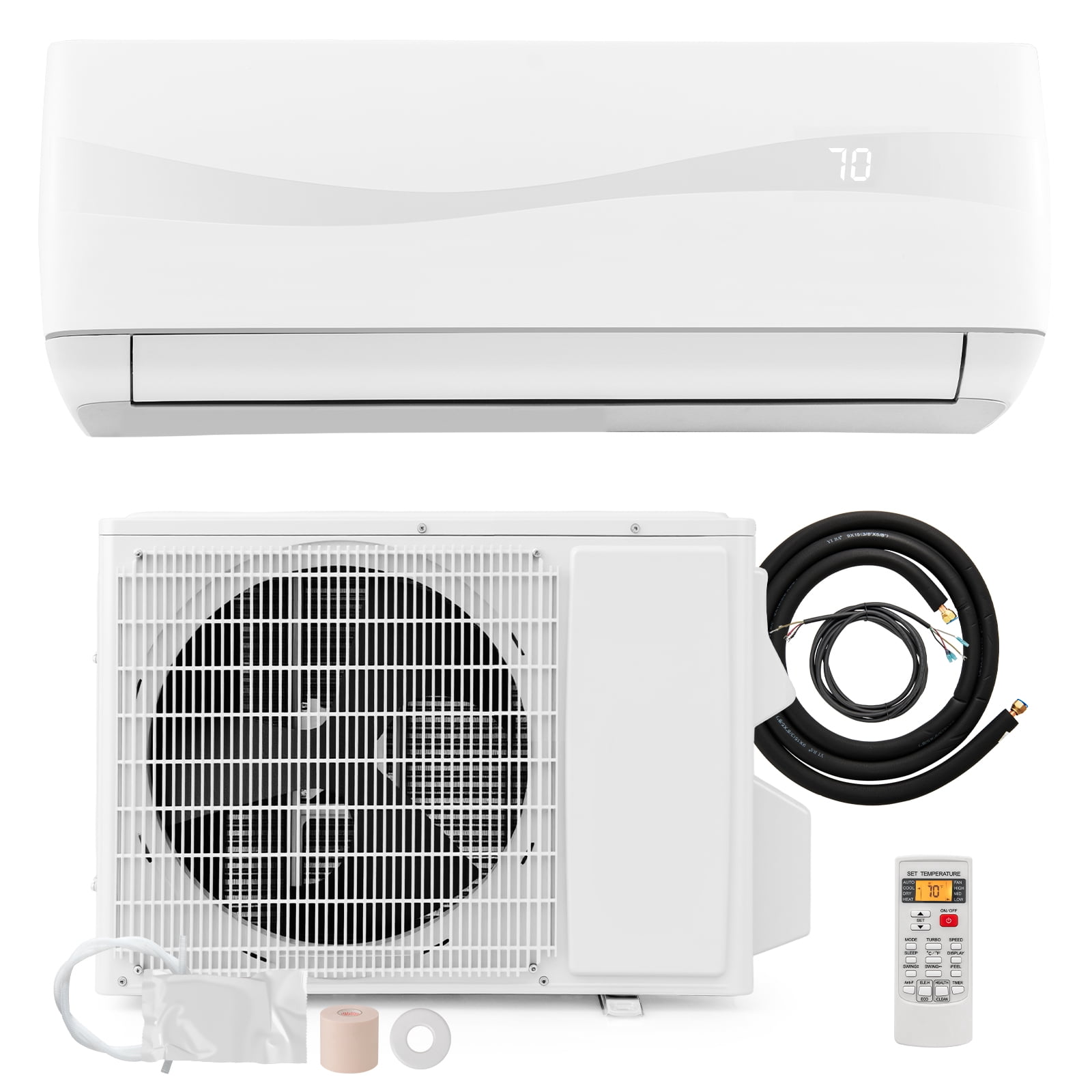 Giantex Mini Split AC, 9000 BTU Inverter Air Conditioner & Heater, AC Unit with Installation Kit, Cools up to 450 sq. Ft