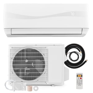 Giantex Mini Séparer AC, 9000 BTU Onduleur Air Conditionneur & Chauffe-eau, AC Unité avec kit d'installation, refroidit jusqu'à 450 Ft2