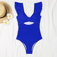 thumbnail image 4 of Penkiiy Women's One Piece Swimsuit Ruffle Cutout Bathing Suits Slimming Tummy Control V Neck Wrap Swimwear M Blue, 4 of 6