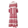thumbnail image 4 of RKSTN Robes pour Femme Robe à Imprimé Floral à Manches Bouffantes Grande Taille Robe à Manches Courtes à Col en V Fluide Robe Maxi de Soirée, 4 of 5