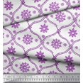thumbnail image 2 of Soimoi Purple Poly Georgette Fabric Ogee Damask & Floral Block Printed Craft Fabric by the Yard 52 Inch Wide, 2 of 3