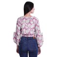 thumbnail image 2 of Moomaya Printed Womens Crop Top Wrap Style Top Wear Ruffle Long Sleeve Casual Summer Blouse, 2 of 5