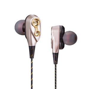 Yeacher Dual Moving Coils In-Ear Earphones with Microphone Noise-Cancelling Wired Earbuds with Control 1.2m Cable 3.5mm Connector