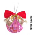 thumbnail image 2 of Pink 2 Inches Pink Christmas Ball With Bow Flocked Ornament For Festive Decor, 2 of 6