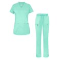 thumbnail image 1 of Adar Scrub Set pour Femmes - Scrub Top Incurvé en V & Scrub Pants - 4402 - Aqua - XL, 1 of 8