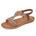 thumbnail image 2 of Tranfacy Summer Shoes,Womens Sandals,Women Large Bohemian Elastic Rhinestone Flower Roman Sandals, 2 of 4