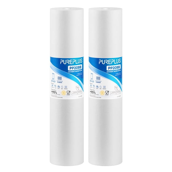 PUREPLUS Cartouche de Remplacement de Filtre à Eau pour Sédiments Domestiques 5 Microns 20 Pouces x 4.5 Pouces pour Toute la Maison, Compatible avec DGD-5005-20, FPMB5-20,