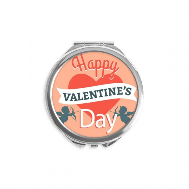 Joyeuse Saint-Valentin Cœur Ange Miroir Compact Rond Portable de Poche en Verre