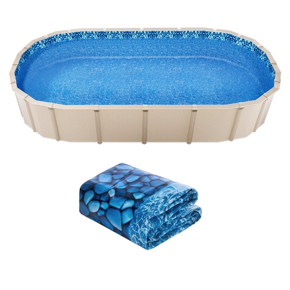 KFFKFF 18-Foot-by-33-Foot Oval Pool Liner for Overlap Above Ground Swimming Pools, 48-to-54inch Wall Height, Durable Standard Gauge Vinyl
