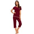 thumbnail image 2 of MINTLIMIT Women's Short Sleeve Tops and Capri Pants Solid Pajama Sets, 2 of 5