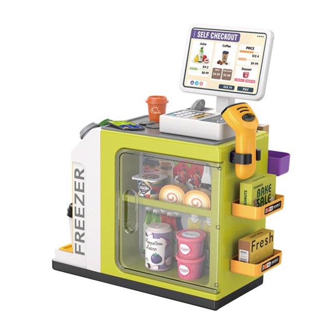 Yinanstore Register Playset Learning Skill Toy Real Shopping ier for Kids Gift Green