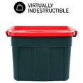 thumbnail image 3 of Rubbermaid Roughneck 18 Gal Plastic Holiday Storage Tote, Green and Red (6 Pack), 3 of 9
