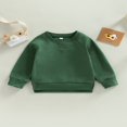 thumbnail image 4 of MesaSe Bébé Garçon Fille Solide Coton Pull Col Rond Manches Longues T-Shirt Tops Printemps Vêtements d'Automne Brun 2-3 Ans, 4 of 7