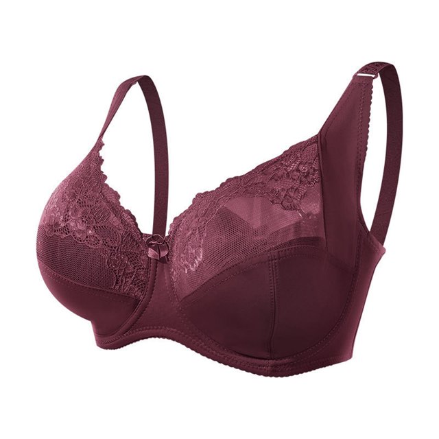 VEKDONE Woman's Embroidery Thin Style Ventilate Large Size Bra Steel Rim Wine 44/100G
