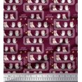thumbnail image 1 of Soimoi Purple Cotton Voile Fabric Text & Owl Bird Printed Craft Fabric by the Yard 56 Inch Wide, 1 of 3