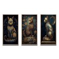 thumbnail image 2 of Designart "Glamorous Gold Cat Retro Blue" Animals Cat Framed Wall Art Set Of 3 - Blue Cat Frame Canvas Set For Living Room Decor, 2 of 6