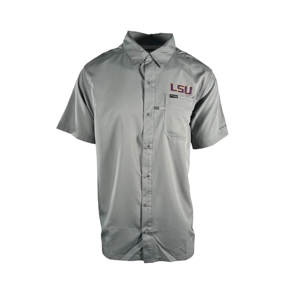Columbia Men's Gray Shirt LSU Tigers PFG Slack Tide Omni-Shade Camp (334)