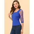 thumbnail image 3 of INSPIRE CHIC Hauts Décontractés Vintage pour Femmes à Encolure Carrée, Manches 3/4 en Maille, 3 of 5