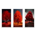 thumbnail image 2 of Designart « Majestueux Arbre Rouge Capturé en Photographie de Nature » Arbres de Paysage Ensemble d'Art Mural Encadré de 3 - Ensemble de Cadres Arbres Rouges pour Déco de Bureau, 2 of 6