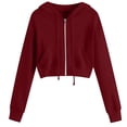 thumbnail image 1 of Timegard Zip up Hoodies for Women Plus Size Cropped Sweatshirts Long Sleeve Shirts Pullover Solid Color, 1 of 5