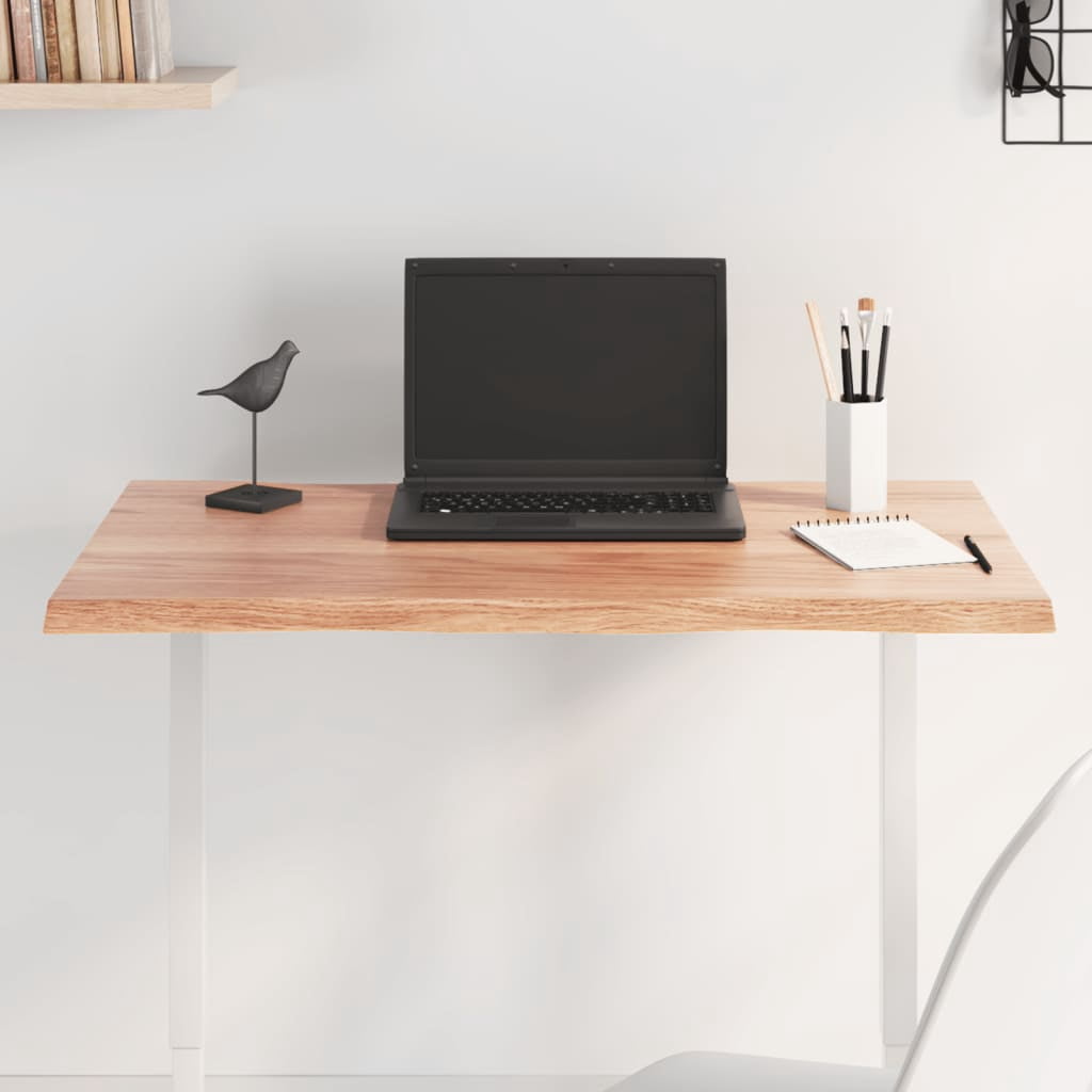 vidaXL Table Top Light Brown 80x40x2 cm Treated Solid Wood Oak Live Edge