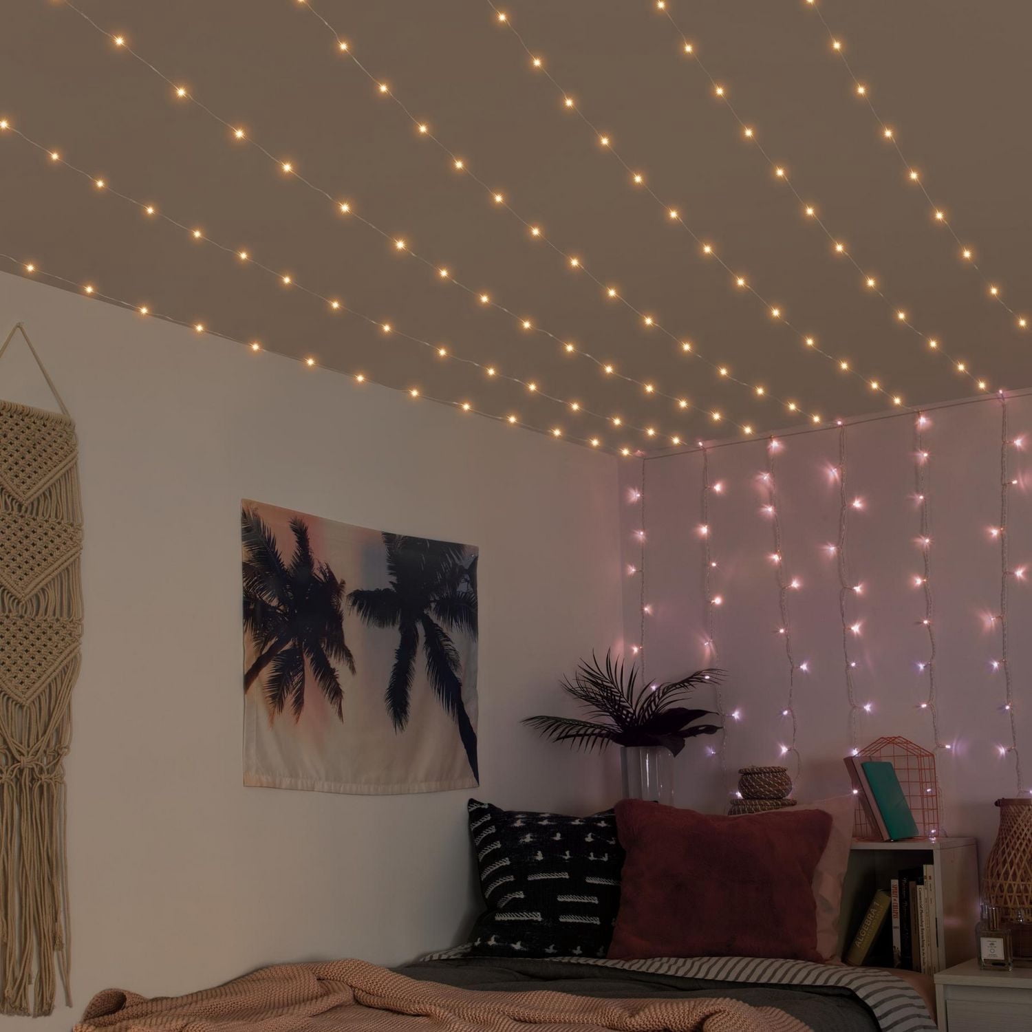 Merkury Innovations 4 ft x 6 ft Ceiling Multicolor LED Lighting Curtain String Lights, 1-pack