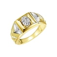 thumbnail image 3 of RYLOS Men's Rings Yellow Gold Plated Silver Rings Designer Weave Band 7X5MM Gemstone &  Diamond Ring White Topaz April Birthstone Rings For Men Size 13, 3 of 7