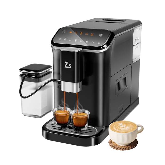 Fully Automatic Espresso Machine – Professional Coffee Maker with 20 Bar Pump, Built-In Grinder, Milk Frother & 1.5L Tank – 5 Coffee Options, PID Control, Touch Display