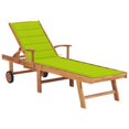 thumbnail image 1 of vidaXL Sun Lounger with Bright Green Cushion Solid Teak Wood, 1 of 5