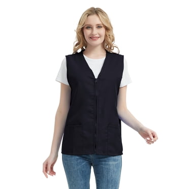 TOPTIE Adult Volunteer Activity Vest Supermarket Uniform Vests Clerk Workwear-Black-4XL