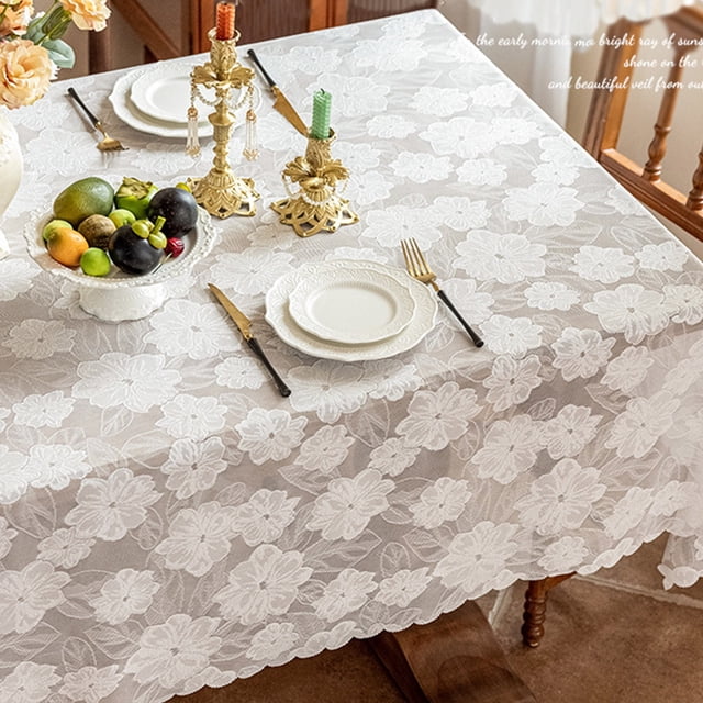 Lace Tablecloth | Rectangular Lace Table Cover | Decorative Coffee Table Cloth | Elegant Home Decoration | Nylon Spandex Table Protector | French Inspired Lace Pattern | Dining Room Or