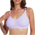 thumbnail image 1 of VEKDONE Fashion Women Large Size Solid Color Wave Lace Wireless Soft Support Together Daily Bra Purple S, 1 of 3