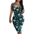 thumbnail image 2 of SMihono Robes d'Été Bohémiennes pour Femmes Grande Taille Mode Décontractée Été Sans Manches Épaules Dénudées Robe Col Rond Unie, 2 of 4