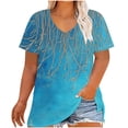 thumbnail image 1 of Virmaxy Chemise de Base à Manches Courtes Col en V pour Femmes Grande Taille Multicolore-17 XXXXL, 1 of 5
