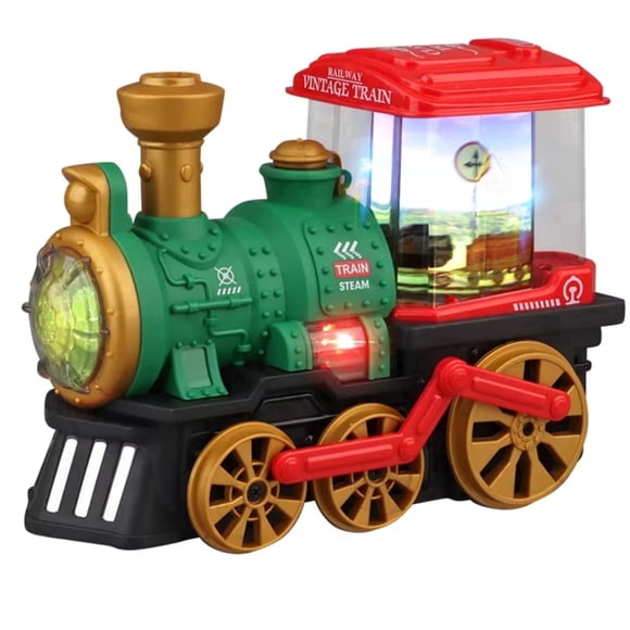 Funtogether Jouets Retro Steam Train Jouet, Locomotive à Piles avec Brume Réaliste, Lumières et Musique, Véhicule de Jeu « Bump and Go » pour Enfants Garçons Filles 3+