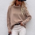 thumbnail image 2 of Yuyuzo Womens Sweater Long Sleeve Pullover Turtleneck Tops with Button Cuff Winter Fall Casual Solid Color Sweaters, 2 of 6
