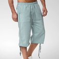 thumbnail image 1 of TopLLC Mens Shorts, Men Blouse Men's Cotton Drawstring Elastic Waist Cropped Shorts, 1 of 6