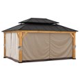 thumbnail image 1 of Sunjoy Universal Replacement Privacy Curtain,Waterproof Privacy Curtains 4-Panel Screen Walls for 12 x 16 ft Gazebo, Patio & Backyard Protection, 1 of 5