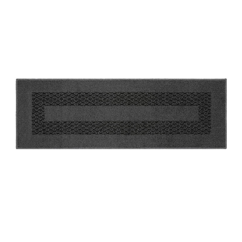 Marina Decoration Décor Tapis de Luxe Antidérapant avec Dos en Caoutchouc, Sol Doux pour Intérieur, Accent Décoratif, Couleur Gris Anthracite, Design Diamant, 20 x 72 Pouces